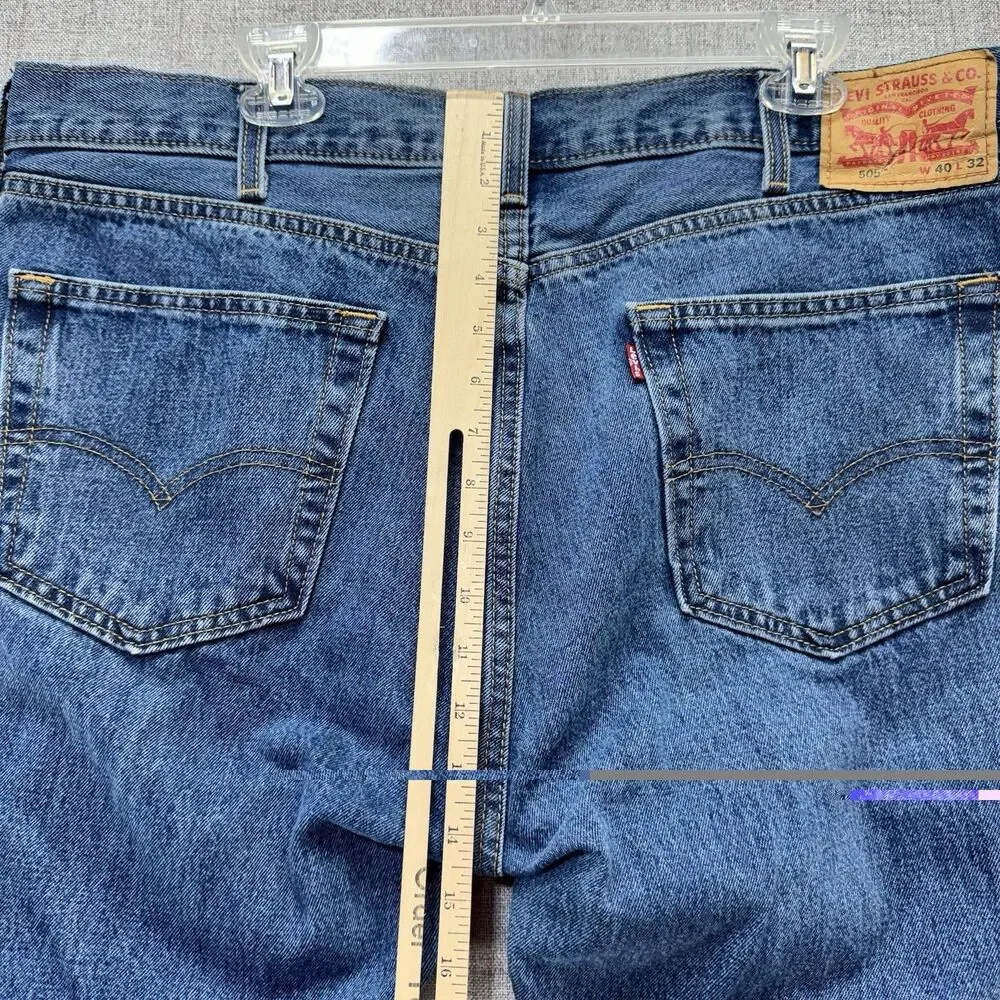 Levi's 505 Jeans Men's 40x32 Regular Fit Straight Leg Blue Denim